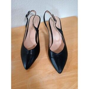 Sentury Brand Slingback Black Women's High Heels Pointed Toe Shoes.